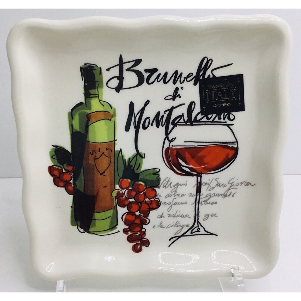 Cheese Plate Handmade Italy Effetti d'arte Brunello & Montalcino App New